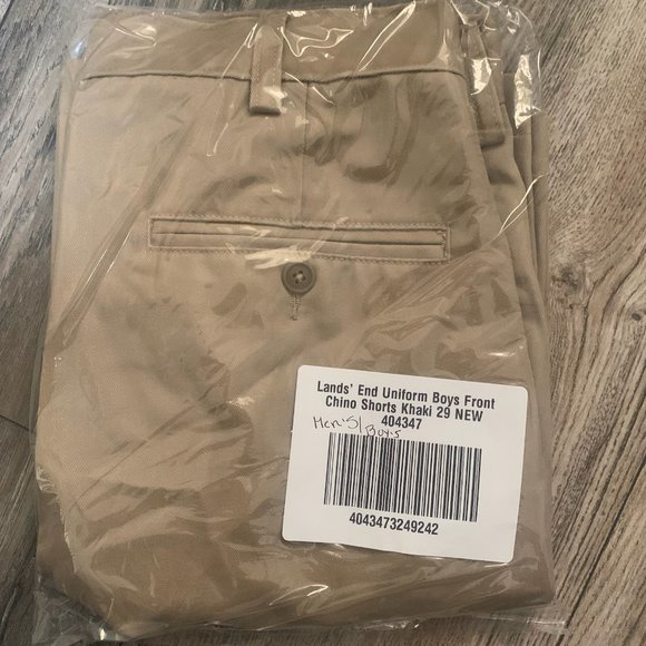 NWT LANDS' END MEN'S PLAIN FRONT WRINKLE RESISTANT BLEND CHINO SHORTS KHAKI 29 - Picture 7 of 9
